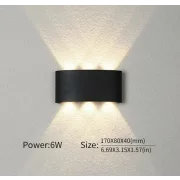 Черна външна LED лампа 6W студена светлина
