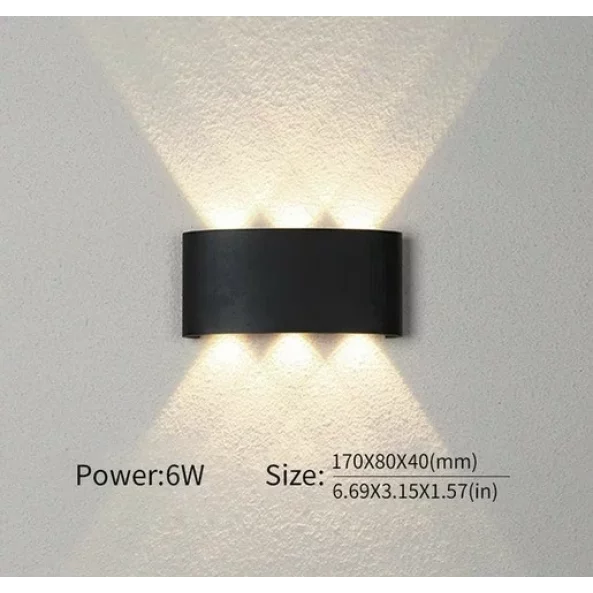 Черна външна LED лампа 6W студена светлина