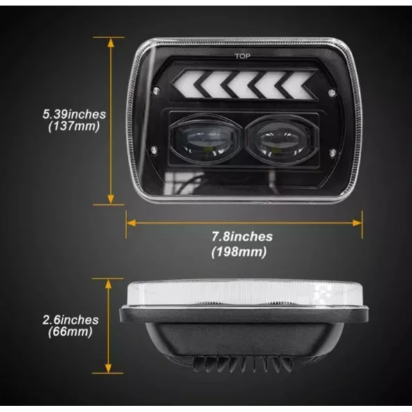 Фар F.TYP 11-OFF ROAD: 7&amp;quot;/45W / 5X7 (инча)/12V-24V/2700LM/ IP 67 Водоустойчив, Динамична сигнализация