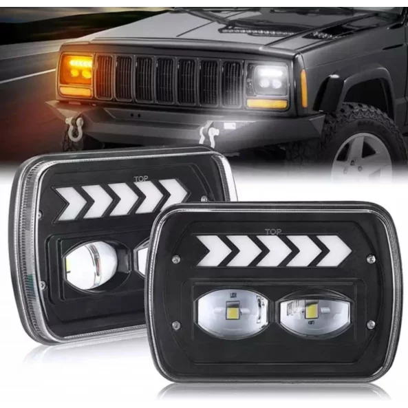 Фар F.TYP 11-OFF ROAD: 7&amp;quot;/45W / 5X7 (инча)/12V-24V/2700LM/ IP 67 Водоустойчив, Динамична сигнализация