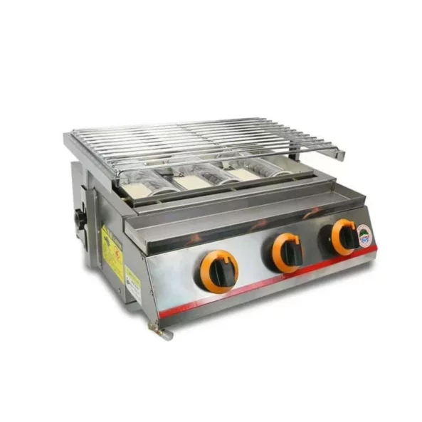 Parrilla - KDM03, 3 fuegos, gas, dimensiones 500 X 410 X 170 mm, acero inoxidable