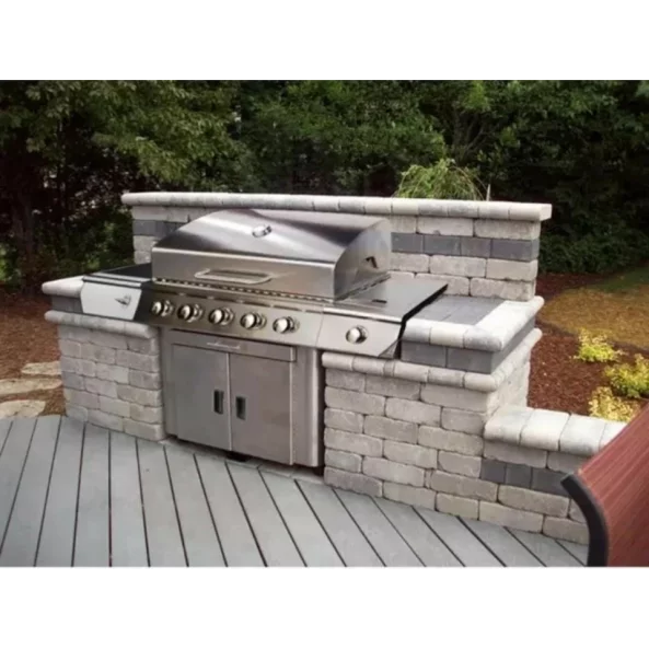 PRODUCTO RESELLADO! Grill - QTC5, 5+1 zonas de coccion, gas, termometro, dimensiones totales 154,5 X90 cm, acero inoxidable