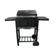 Grill - TTC18, faszén, BBQ füstölő 2 az 1-ben, grill és füstölő, hőmérő, teljes méret 112 x 98,5 cm, fekete