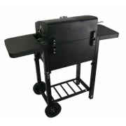 Grill - TTC18, faszén, BBQ füstölő 2 az 1-ben, grill és füstölő, hőmérő, teljes méret 112 x 98,5 cm, fekete