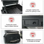 Grill - TTC18, faszén, BBQ füstölő 2 az 1-ben, grill és füstölő, hőmérő, teljes méret 112 x 98,5 cm, fekete