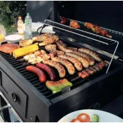 Grill - TTC18, faszén, BBQ füstölő 2 az 1-ben, grill és füstölő, hőmérő, teljes méret 112 x 98,5 cm, fekete