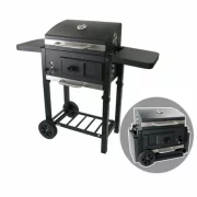 Grill - TTC18, faszén, BBQ füstölő 2 az 1-ben, grill és füstölő, hőmérő, teljes méret 112 x 98,5 cm, fekete
