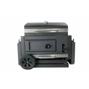 Grill - TTC18, faszén, BBQ füstölő 2 az 1-ben, grill és füstölő, hőmérő, teljes méret 112 x 98,5 cm, fekete