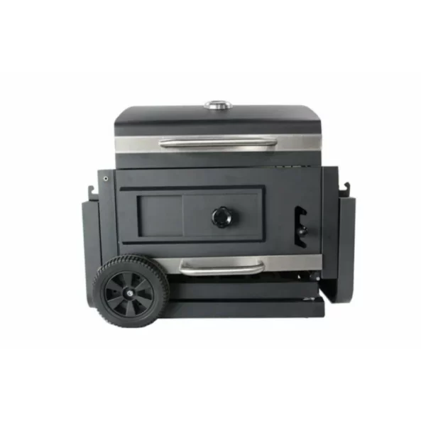 Grill - TTC18, faszén, BBQ füstölő 2 az 1-ben, grill és füstölő, hőmérő, teljes méret 112 x 98,5 cm, fekete