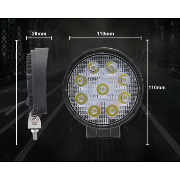 Proiector LED P.TIP 7-OFF ROAD: 4&quot;(110mm)/27W /12V-24V/4.000 LM/ IP 68 Rezistent la apa