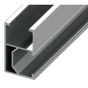 Riel de aluminio para fijación lateral de paneles solares fotovoltaicos, longitud 2,2 m, ancho 26 mm, alto 44 mm