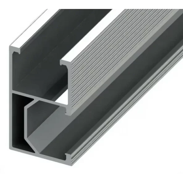 Alumínium sín fotovoltaikus napelemek oldalirányú rögzítéséhez, hossza 2,2 m, szélessége 26 mm, magassága 44 mm