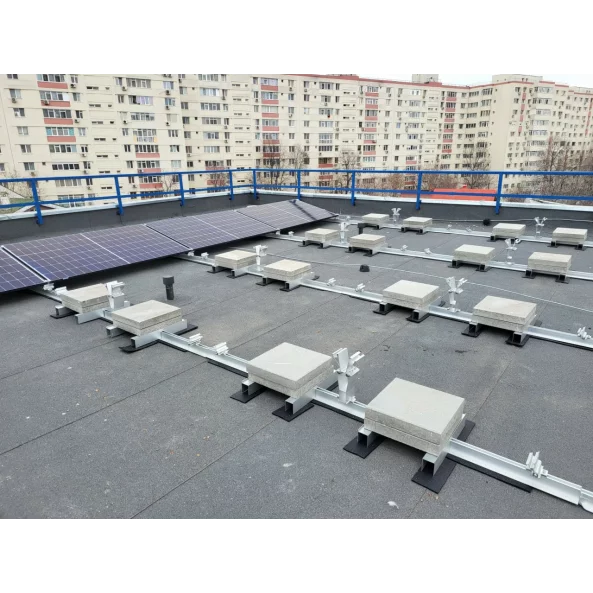 Komplett EAST-WEST 2X5 rendszer, előtétlemezek rögzítése 10 db fotovoltaikus napelem 10 és 15 fokos szögben