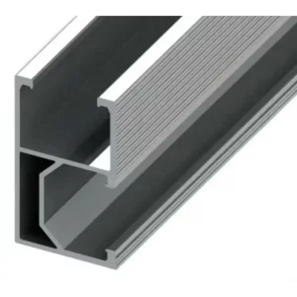 Riel de aluminio para fijación lateral de paneles solares fotovoltaicos, longitud 2,4 m, ancho 26 mm, alto 44 mm