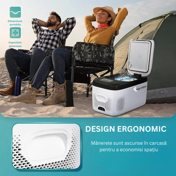 Автохладилник с компресор SMART COOLER 22L, 12/24/220V, с LCD дисплей, включена еко такса.