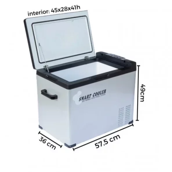 Pachet frigider auto cu compresor smart cooler 50l , 12/24/220v, cu display LCD si bluetooth, transformator 220V inclus, taxa verde inclusa+Husa de protectie termoizolanta