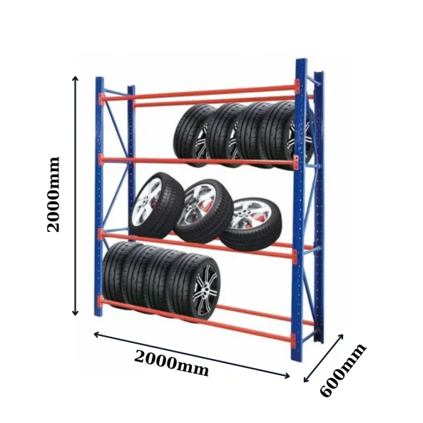 Професионален стелаж за съхранение на гуми L2000x600xH2000, 1200 кг