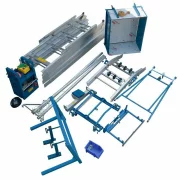 Elektricheski aluminiev asans-or, maksimalna visochina 18 m, s promenliv iegiel + transportna kolichka za fotovoltaichni paneli + tovarna transportna kolichka