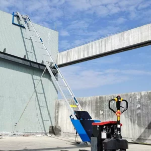 Elevador electrico de aluminio, altura maxima 18 m, con angulo variable + carro de transporte para paneles fotovoltaicos + carro de transporte de carga