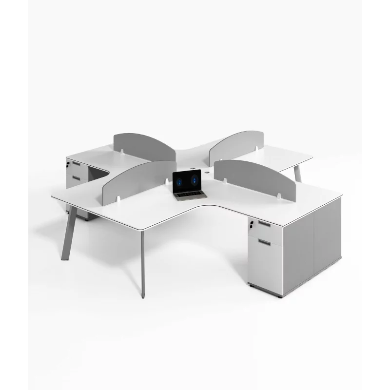Birou operational , statie de lucru cu 4 posturi si dulapuri integrate  ,design modern și elegant ,calitate premium , dimensiuni 2800*2800*750