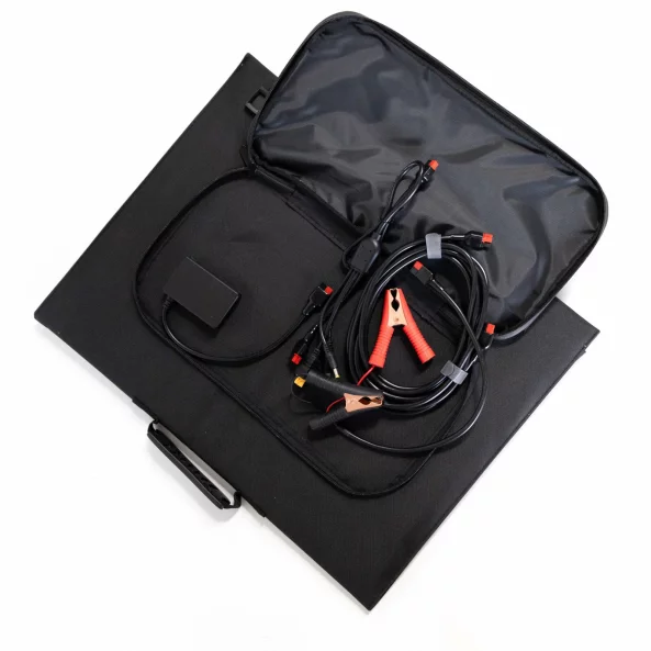 Panou solar portabil 100W, pliabil in 3 bucati, IP65 cu alimentare directă pentru frigidere auto, flexibil, pentru cabane, rulote, cort, camping