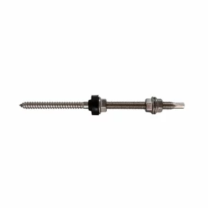 Tornillo de fijación de acero inoxidable M10 X 250 mm con cabeza hexagonal SW7 provisto de 3 tuercas de acero inoxidable