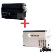 Autó hűtőcsomag kompresszoros Smart Cooler 35L, 12/24/220V, LCD kijelzővel és Bluetooth-tal, 220V-os transzformátorral, zöld díjjal + hőszigetelő védőhuzattal
