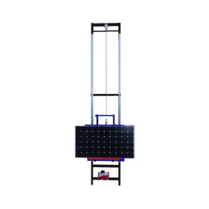 Elevador electrico de acero, altura maxima 12 m, con carro movil y mando a distancia, para elevacion de mercancias y paneles solares fotovoltaicos