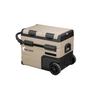 Frigider auto cu compresor smart cooler 12/24 V +220 V, cu bluetooth, roți si zona dubla de racire, capacitate 45L, taxa verde inclusa