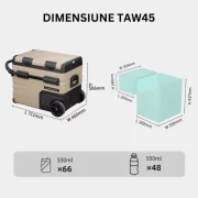 Frigider auto cu compresor smart cooler 12/24 V +220 V, cu bluetooth, roți si zona dubla de racire, capacitate 45L, taxa verde inclusa