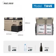 Frigider auto cu compresor smart cooler 12/24V+ 220 V, cu bluetooth si zona dubla de racire, capacitate 45L,taxa verde inclusa