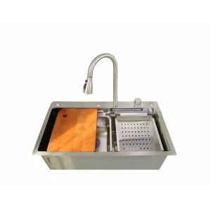 Chiuvetă modernă de bucătărie culoare :argintiu , multifuncțională, duș extractibil, inox, calitate premium, accesorii incluse dimensiuni 750*460*220mm