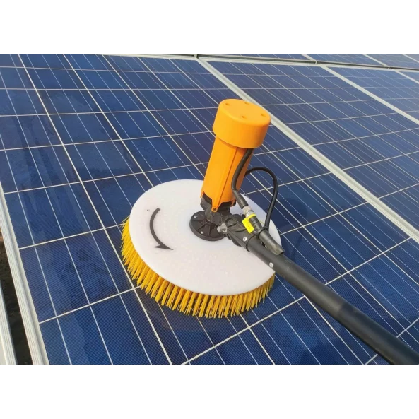 Perie simpla de curatat panouri fotovoltaice cu cablu de alimentare, motor fara perii si maner telescopic pana la 7.5 m