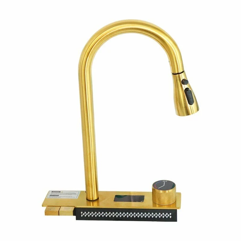 Consolă multifuncțională dotată cu baterii și accesorii,display digital led, culoare : auriu ,compatibilă cu chiuveta AB7546D-A-S-1-GLD