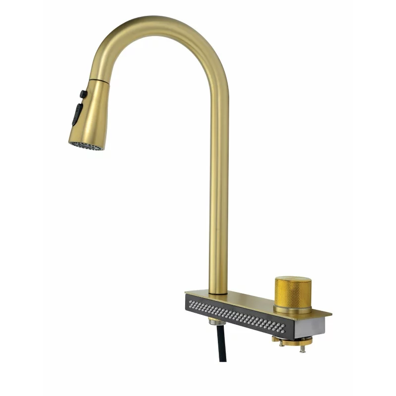 Consolă multifuncțională dotată cu baterii și accesorii, culoare : auriu, compatibilă cu chiuveta AB7546-A-U-1-GLD
