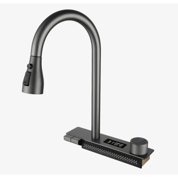 Consolă multifuncțională dotată cu baterii și accesorii,display digital led, culoare : negru ,compatibilă cu chiuveta AB7546D-A-S-1-BLK