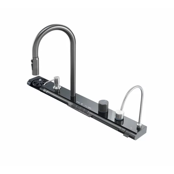 Consolă multifuncțională dotată cu baterii și accesorii,display digital led, culoare : negru ,compatibilă cu chiuveta AB8046D-A-6-3-BLK