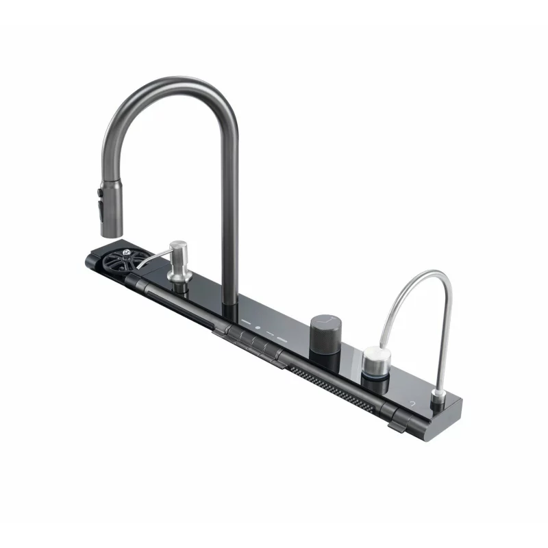 Consolă multifuncțională dotată cu baterii și accesorii,display digital led, culoare : negru ,compatibilă cu chiuveta AB8046D-A-6-3-BLK