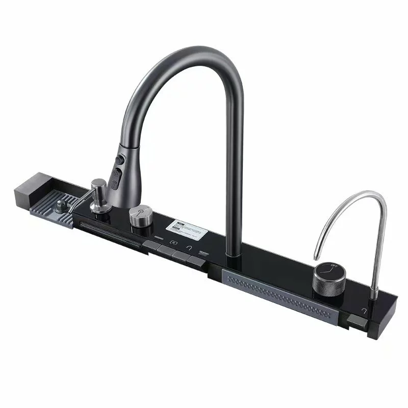 Consolă multifuncțională dotată cu baterii și accesorii,display digital led, culoare : negru ,compatibilă cu chiuveta AB7546D-A-6-1-BLK