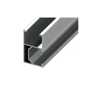 Riel de aluminio para fijacion lateral de paneles solares fotovoltaicos, longitud 2,4 m, ancho 26 mm, alto 42 mm