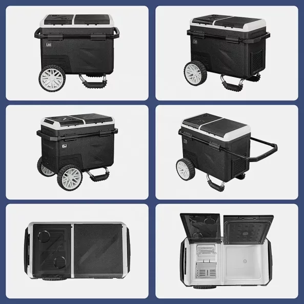 Автомобилен хладилник и ледогенератор SMART COOLER 36L, 12-24V, с колела и дръжка за лесно пренасяне, компресор и LCD дисплей.