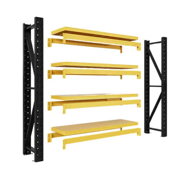 Traversa orizontala galbenă pentru raft profesional 200kg/nivel 0,6 mm grosime