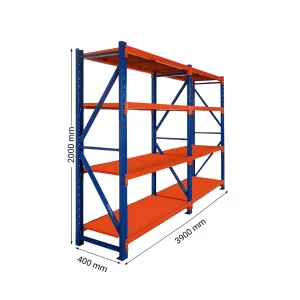 Professzionalis polc tarolashoz L3900x400xH2000, 1600 kg