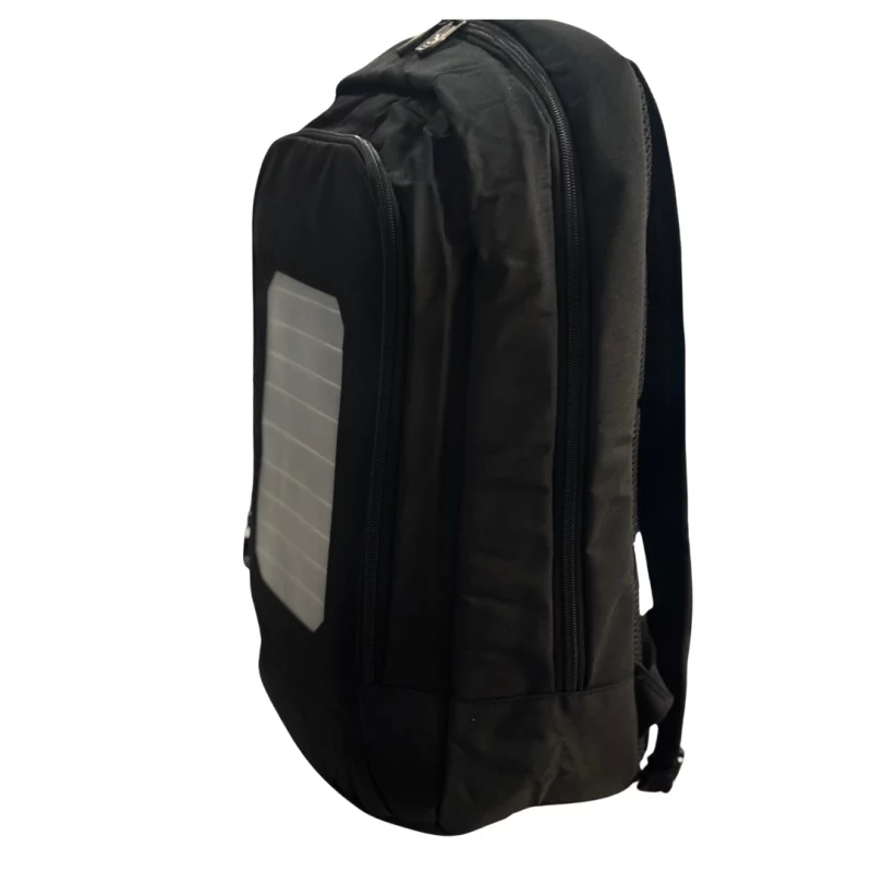 Rucsac negru cu panou solar , port USB și cablu
