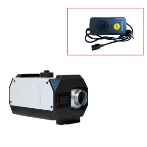 Hordozhato dízel autófűtés negyzet alaku premium feher intelligens melegito, teljesitmeny 8 KW, 12V, 24V es opcionalis 220V, aluminium haz es japan kyocera gyujtogyertya, zold adoval
