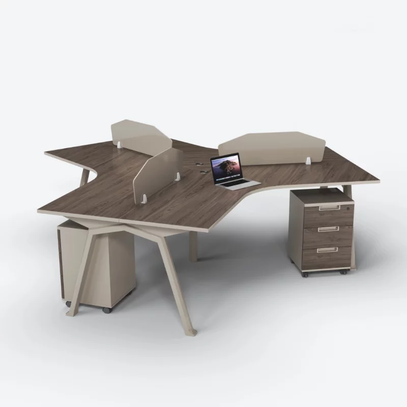 Birou operational , statie de lucru cu 3 posturi si dulapuri integrate mobile ,design modern și elegant ,calitate premium , dimensiuni 1000*1000*750 (dimensiunea unui singur birou)