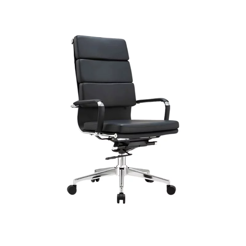 Scaun de birou ergonomic ,reglabil din piele ecologica si cadru din aluminiu ,culoare: negru  ,design modern și elegant ,calitate premium ,dimensiuni 570*535*1070-1130