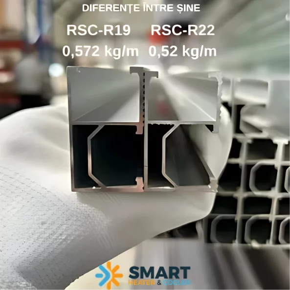Riel de aluminio para fijación lateral de paneles solares fotovoltaicos, longitud 2,4 m, ancho 26 mm, alto 44 mm