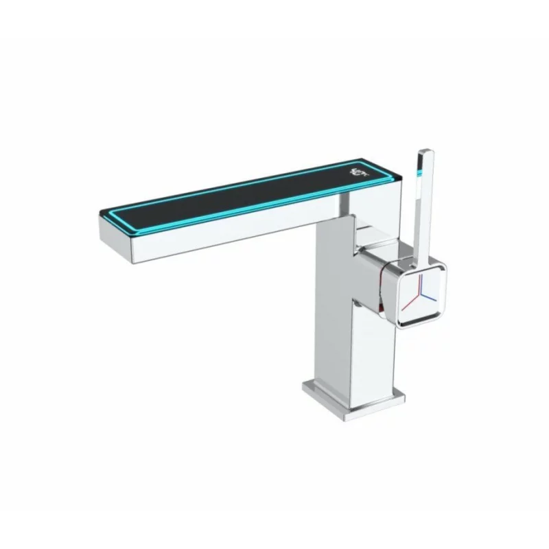 Baterie sanitara moderna, display LED pentru temperatura, montare pe un singur orificiu