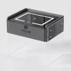 Inteligentno noshchno shkafche s bezzhichno zarezhdane, LED osvetlenie, 1 chekmedzhe za siekhranenie, Bluetooth visokogovoritel i zakliuchvane s priestov otpechatiek - antratsitno sivo, moderen dizain ot stieklo i diervo